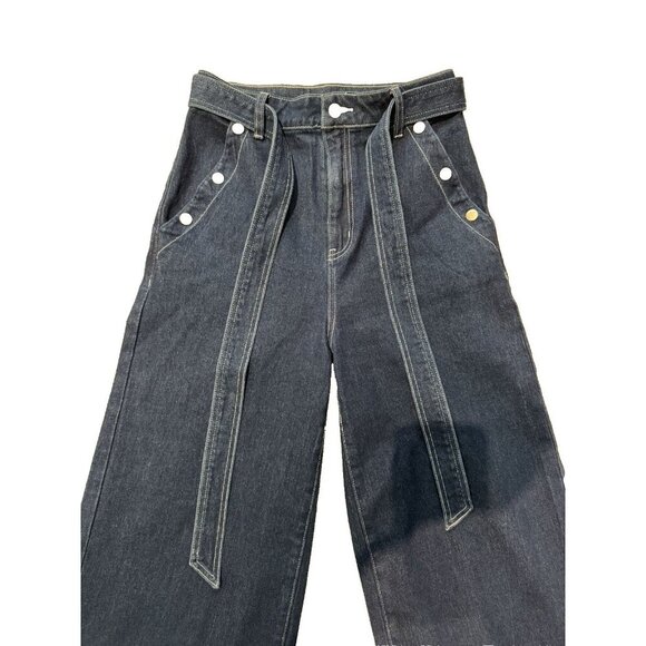 Mink Pink Australian, Wide Leg Jeans, tie belt, dark blue, 29.5 inseam - Picture 7 of 9